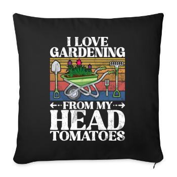 Tomates du jardin Légumes Tomates tête de jardinier - Coussin et housse de 45 x 45 cm - noir - Devant