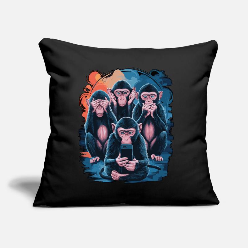Wise Monkey With Mobile Phone Funny Multi Media Design Sofa pillow with filling 45cm x 45cm