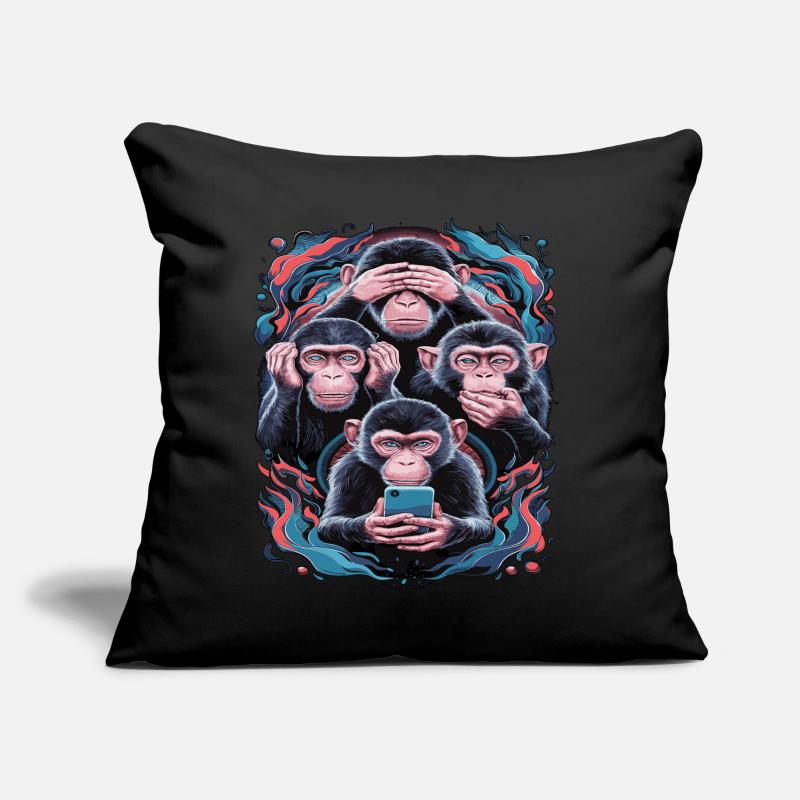 singe sage avec téléphone portable drôle multi conception multimédia Coussin et housse de 45 x 45 cm