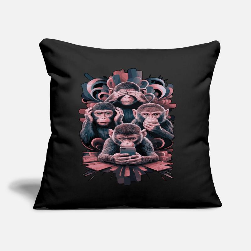Wise Monkey With Mobile Phone Funny Multi Media Design Sofa pillow with filling 45cm x 45cm