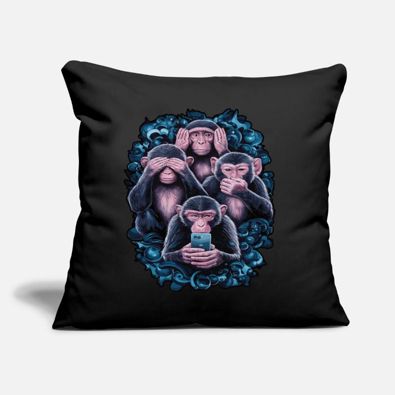 Wise Monkey With Mobile Phone Funny Multi Media Design Sofa pillow with filling 45cm x 45cm