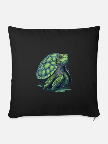 Rette die Schildkröte, rette die Natur, rette die Welt - Sofakissen mit Füllung 45 x 45 cm - Schwarz