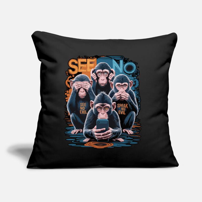 singe sage avec téléphone portable drôle multi conception multimédia Coussin et housse de 45 x 45 cm