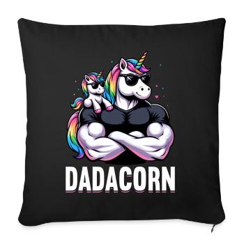 Dadacorn Unicorn Dad Dad Father's Day Daughter - Sofa pillow with filling 45cm x 45cm - black - Front