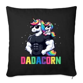 Dadacorn Unicorn Dad Dad Father's Day Daughter - Sofa pillow with filling 45cm x 45cm - black - Front