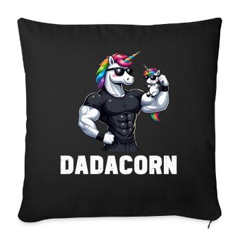 Dadacorn Unicorn Dad Dad Father's Day Daughter - Sofa pillow with filling 45cm x 45cm - black - Front