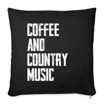 Café et musique country - Coussin et housse de 45 x 45 cm - noir - Devant