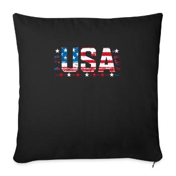 Conception du Jour de l’Indépendance Rouge Blanc Bleu Drapeau des États-Unis - Coussin et housse de 45 x 45 cm - noir - Devant
