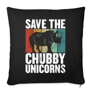 Save The Chubby Unicorns Fat Rino - Sofa pillow with filling 45cm x 45cm - black - Front