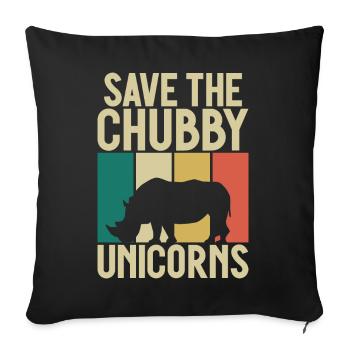 Save The Chubby Unicorns Fat Rino - Sofa pillow with filling 45cm x 45cm - black - Front