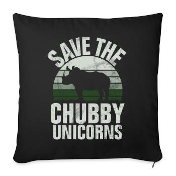 Save The Chubby Unicorns Fat Rino - Sofa pillow with filling 45cm x 45cm - black - Front