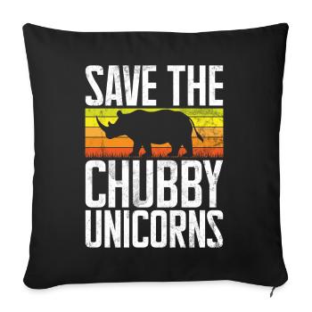 Save The Chubby Unicorns Fat Rino - Sofa pillow with filling 45cm x 45cm - black - Front