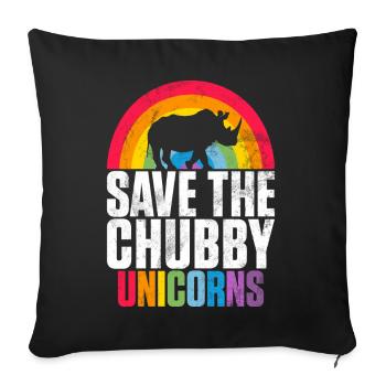 Save The Chubby Unicorns Fat Rino - Sofa pillow with filling 45cm x 45cm - black - Front