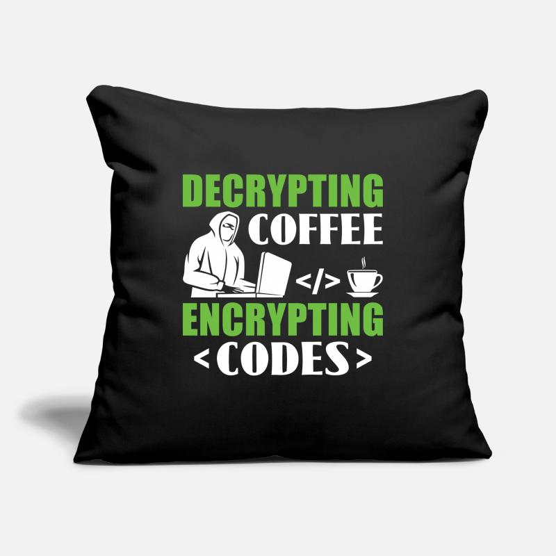 Decrypting Coffee Encrypting Codes - Hacker Sofakissen mit Füllung 45 x 45 cm