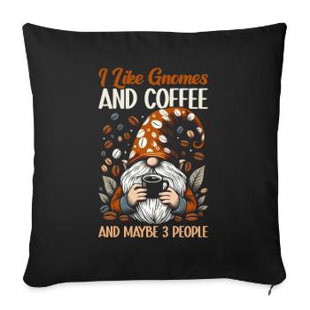 Gnome drôle & Amateur de café Café des nains de jardin - Coussin et housse de 45 x 45 cm - noir - Devant