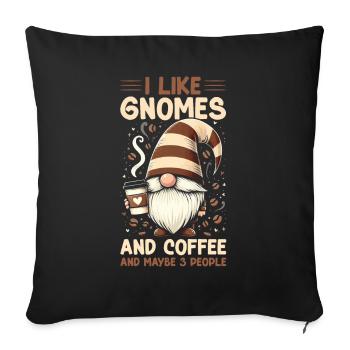 Gnome drôle & Amateur de café Café des nains de jardin - Coussin et housse de 45 x 45 cm - noir - Devant