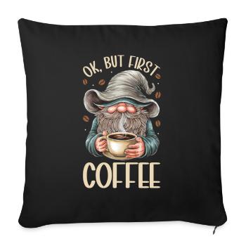 Gnome drôle & Amateur de café Café des nains de jardin - Coussin et housse de 45 x 45 cm - noir - Devant