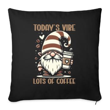 Gnome drôle & Amateur de café Café des nains de jardin - Coussin et housse de 45 x 45 cm - noir - Devant