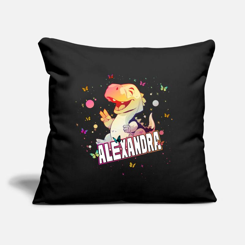 ALEXANDRA - Schöner MÄDCHEN Name mit süßem DINO Sofakissen mit Füllung 45 x 45 cm
