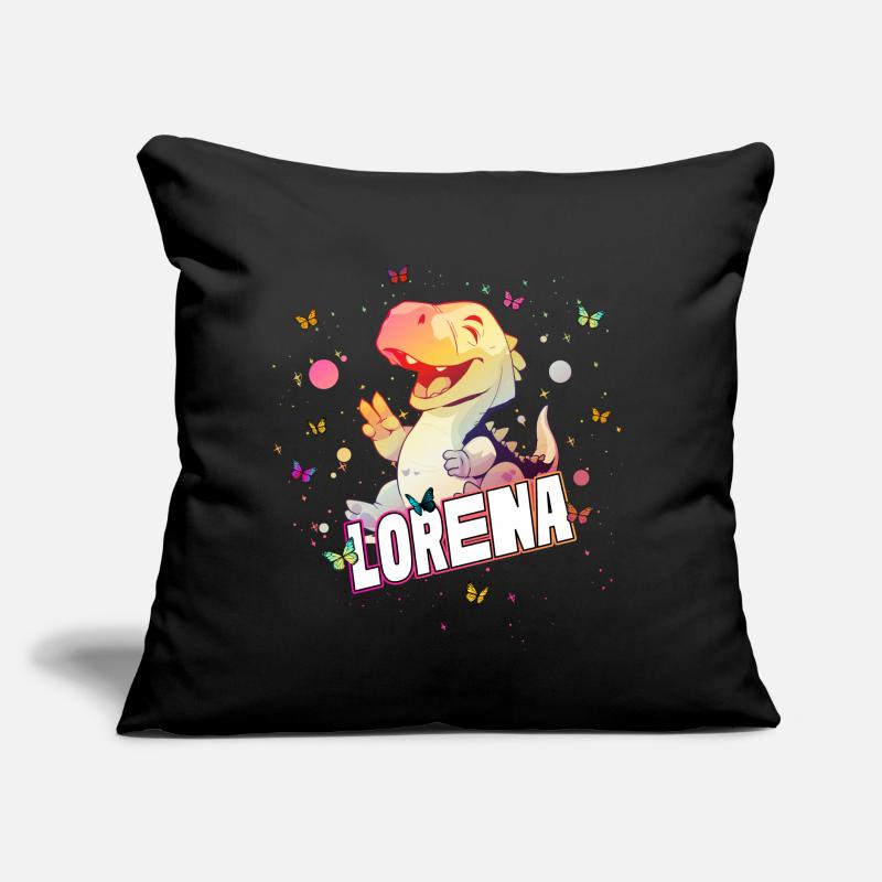 LORENA - Schöner MÄDCHEN Name mit süßem DINO Sofakissen mit Füllung 45 x 45 cm