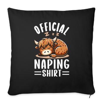 Official Sleeping House Highland Cow PJ Sleeping - Sofa pillow with filling 45cm x 45cm - black - Front