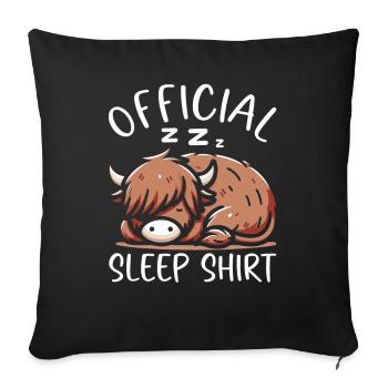 Official Sleeping House Highland Cow PJ Sleeping - Sofa pillow with filling 45cm x 45cm - black - Front