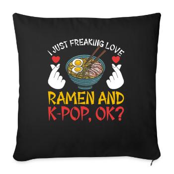 Ramen- Und K-Pop-Waren Kawaii Finger Herz - Sofakissen mit Füllung 45 x 45 cm - Schwarz - Vorne