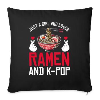 Ramen- Und K-Pop-Waren Kawaii Finger Herz - Sofakissen mit Füllung 45 x 45 cm - Schwarz - Vorne
