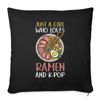 Ramen- Und K-Pop-Waren Kawaii Finger Herz - Sofakissen mit Füllung 45 x 45 cm - Schwarz - Vorne