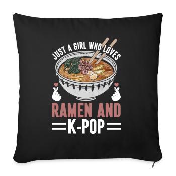 Ramen- Und K-Pop-Waren Kawaii Finger Herz - Sofakissen mit Füllung 45 x 45 cm - Schwarz - Vorne