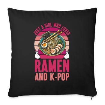 Ramen- Und K-Pop-Waren Kawaii Finger Herz - Sofakissen mit Füllung 45 x 45 cm - Schwarz - Vorne