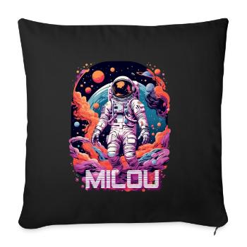 MI LOU - Beau prénom de garçon avec astronaute cool - Coussin et housse de 45 x 45 cm - noir - Devant