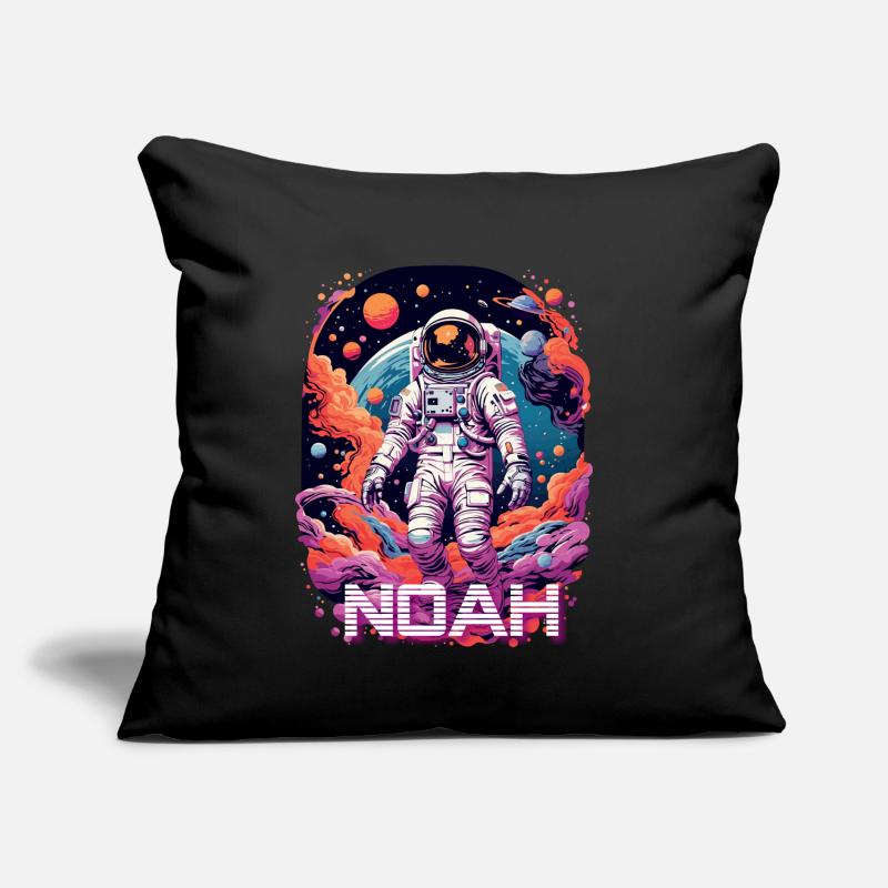NOAH - Beautiful boy name with cool astronaut Sofa pillow with filling 45cm x 45cm