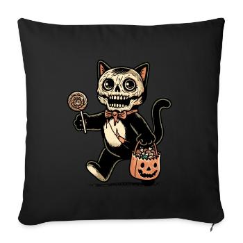 Chat zombie effrayant Trick Or Treat - Coussin et housse de 45 x 45 cm - noir - Devant