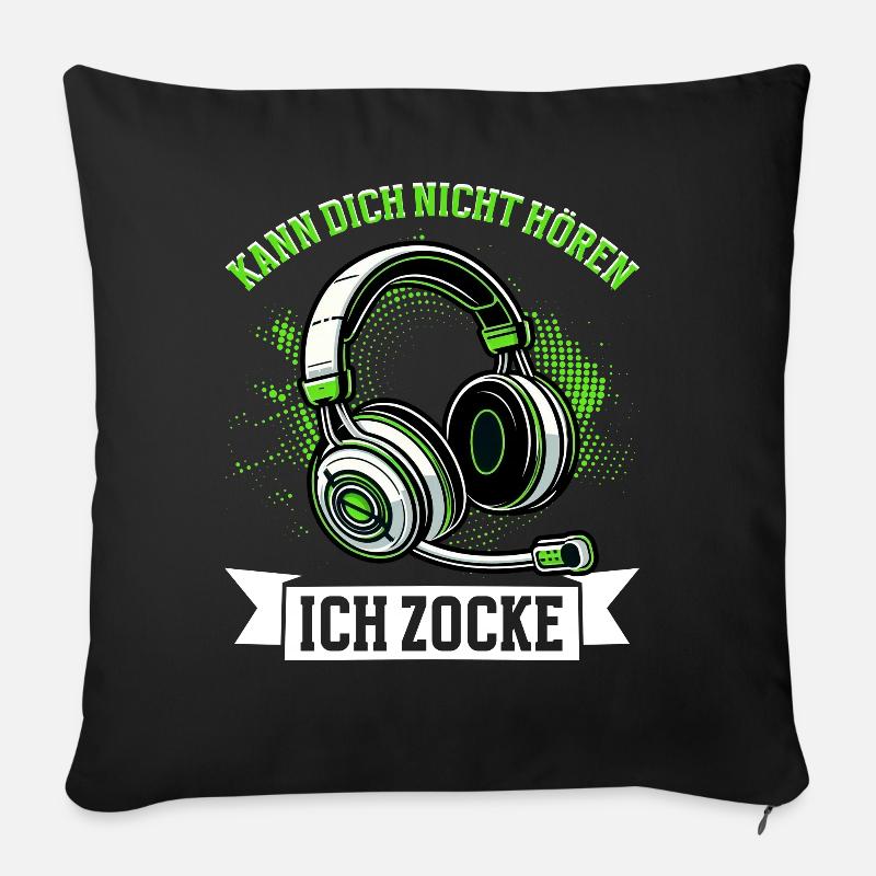 I can't hear you, I'm gaming - Sofa pillow with filling 45cm x 45cm - black