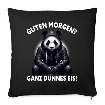 Bonjour très mince glace drôle panda café - Coussin et housse de 45 x 45 cm - noir - Devant
