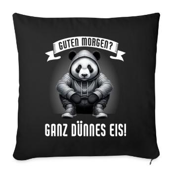 Bonjour très mince glace drôle panda café - Coussin et housse de 45 x 45 cm - noir - Devant