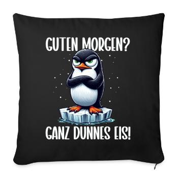 Bonjour très mince glace ami pingouin - Coussin et housse de 45 x 45 cm - noir - Devant
