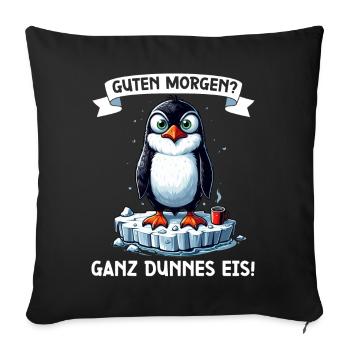 Bonjour très mince glace ami pingouin - Coussin et housse de 45 x 45 cm - noir - Devant