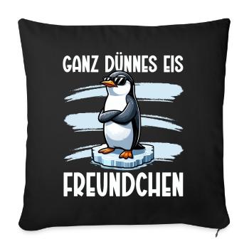 Bonjour très mince glace ami pingouin - Coussin et housse de 45 x 45 cm - noir - Devant
