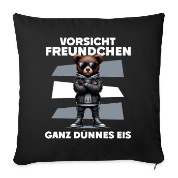 Very Thin Ice Cream Friend Funny Teddy Bear - Sofa pillow with filling 45cm x 45cm - black - Front