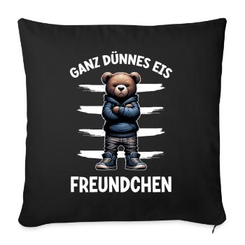 très mince crème glacée ami drôle ours en peluche - Coussin et housse de 45 x 45 cm - noir - Devant