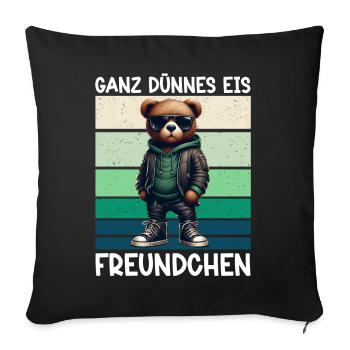 Very Thin Ice Cream Friend Funny Teddy Bear - Sofa pillow with filling 45cm x 45cm - black - Front
