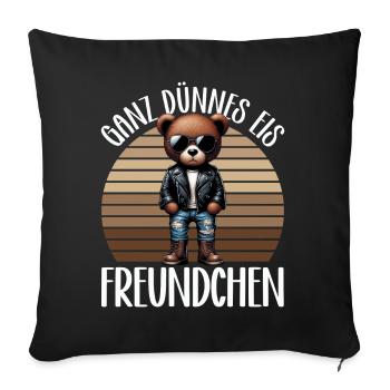 Very Thin Ice Cream Friend Funny Teddy Bear - Sofa pillow with filling 45cm x 45cm - black - Front