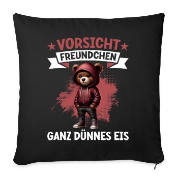 Very Thin Ice Cream Friend Funny Teddy Bear - Sofa pillow with filling 45cm x 45cm - black - Front
