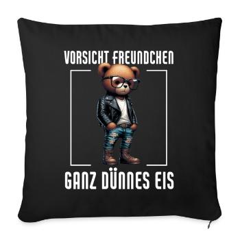 très mince crème glacée ami drôle ours en peluche - Coussin et housse de 45 x 45 cm - noir - Devant
