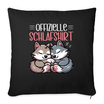 Official Sleeping Shirt She-Wolf Funny Wolf - Sofa pillow with filling 45cm x 45cm - black - Front