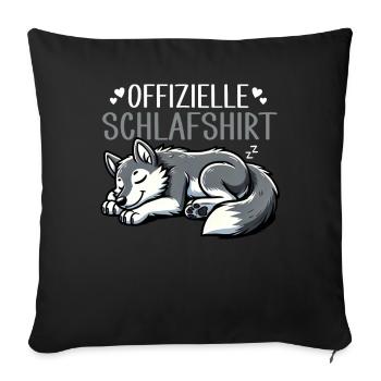 Official Sleeping Shirt She-Wolf Funny Wolf - Sofa pillow with filling 45cm x 45cm - black - Front