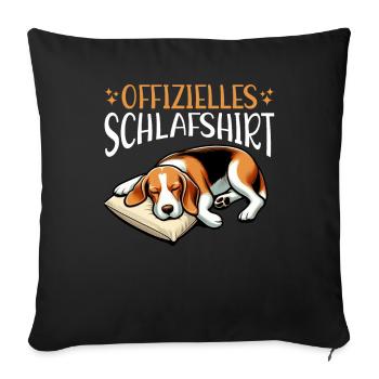 Official Sleep Shirt Funny Beagle Dog - Sofa pillow with filling 45cm x 45cm - black - Front