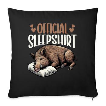 Official Sleeping Shirt Funny Wild Boar - Sofa pillow with filling 45cm x 45cm - black - Front